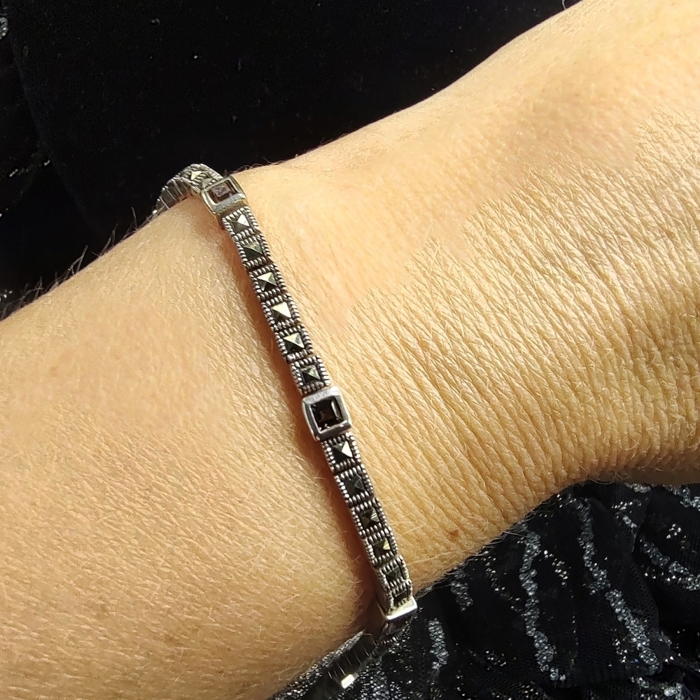Judith Jack Bracelet Square Sterling Silver Marcasite Bracelet!